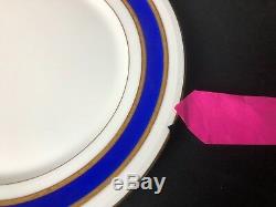 Vintage Set of 8 Robert Haviland Limoges 9&5/8 Dinner Plates Blue & Gold Rim