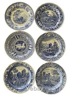 Vintage Spode Blue Room Col Set Of 6 Traditions Porcelain Plates 10 1/2 And Box