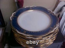 Vintage Spode Lancaster R8951 Dark Blue 10 3/4 Dinner Plates (12) STUNNING