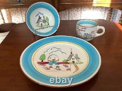 Vintage Stangl Kiddieware Dinner Set Blue Humpty Dumpty First Ed. 1962