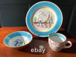 Vintage Stangl Kiddieware Dinner Set Blue Humpty Dumpty First Ed. 1962