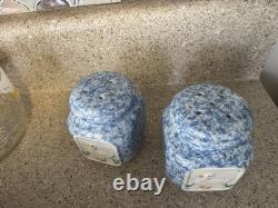 Vintage Stoneware Moonlight Goose Dish Set Thailand Plates + Canister Set of 4