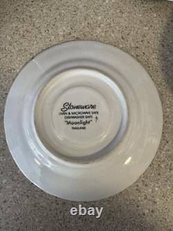 Vintage Stoneware Moonlight Goose Dish Set Thailand Plates + Canister Set of 4