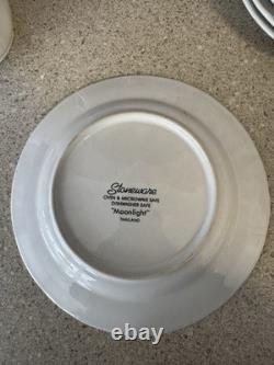 Vintage Stoneware Moonlight Goose Dish Set Thailand Plates + Canister Set of 4