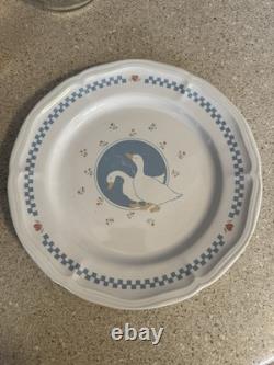 Vintage Stoneware Moonlight Goose Dish Set Thailand Plates + Canister Set of 4