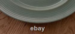 Vintage Turquoise Stoneware 8 Chargers Japan Concentric Ribbed Design 12-1/2