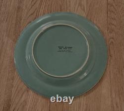 Vintage Turquoise Stoneware 8 Chargers Japan Concentric Ribbed Design 12-1/2