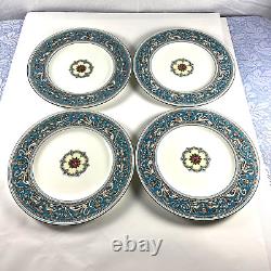 Vintage Wedgwood Florentine Turquoise 10 1/2 Dinner Plate Set of 4 Dragons