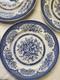 Vintage Wood & Sons Set Of 8 Dinner Plates Kew Blue England Floral Rose Lattice