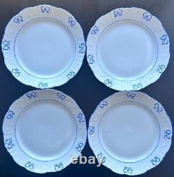 Vista Alegre Ruban Blue Ribbon Dinner Plates Set of 4 Mint