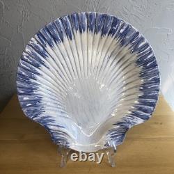Vtg J Willfred Shell DINNER PLATE 10 Set of 5 Ceramic DEEP BLUE SEA Portugal