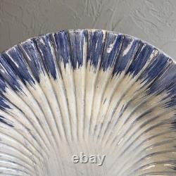 Vtg J Willfred Shell DINNER PLATE 10 Set of 5 Ceramic DEEP BLUE SEA Portugal