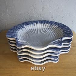 Vtg J Willfred Shell DINNER PLATE 10 Set of 5 Ceramic DEEP BLUE SEA Portugal
