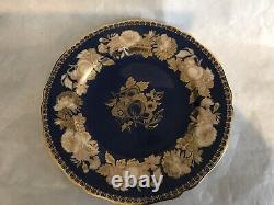 Vtg spode porcelain dinner plate gilt decorated blue with fruit & flowers 1370