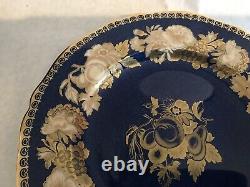 Vtg spode porcelain dinner plate gilt decorated blue with fruit & flowers 1370