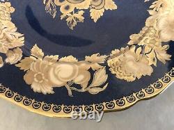 Vtg spode porcelain dinner plate gilt decorated blue with fruit & flowers 1370