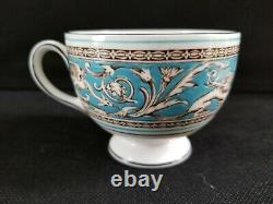 WEDGWOOD Florentine Turquoise Blue W2714 TEA CUP & SAUCER Dragons/Griffins