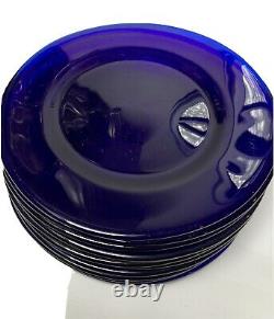 WOW! Set of 12 Vintage Cobalt Blue Glass Dinner Plates 11 NR