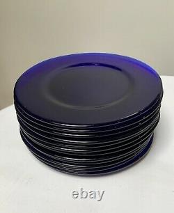 WOW! Set of 12 Vintage Cobalt Blue Glass Dinner Plates 11 NR