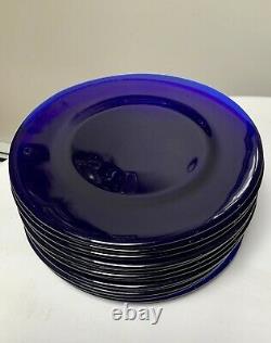 WOW! Set of 12 Vintage Cobalt Blue Glass Dinner Plates 11 NR