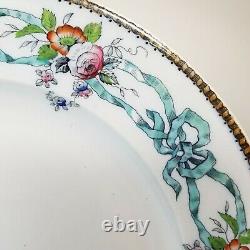 W & Co Whittaker Cardiff Wreath Dinner Plates Antique Porcelain Hand Painted
