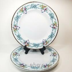 W & Co Whittaker Cardiff Wreath Dinner Plates Antique Porcelain Hand Painted