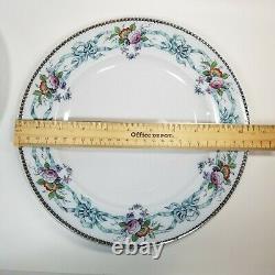 W & Co Whittaker Cardiff Wreath Dinner Plates Antique Porcelain Hand Painted