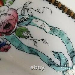 W & Co Whittaker Cardiff Wreath Dinner Plates Antique Porcelain Hand Painted