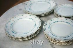 W. H. Grindley, England Warwick Blue, Antique patented 1898 12 Plates 4 saucers
