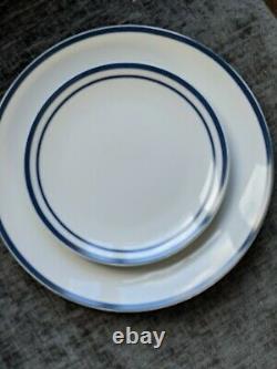 Waterside Bistro 80 piece dinner set, Brand new. White & blue striped. V. Classy