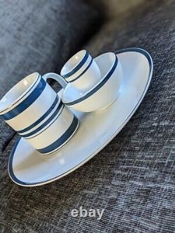 Waterside Bistro 80 piece dinner set, Brand new. White & blue striped. V. Classy