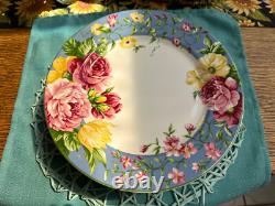 Waverly Garden Room Masterpiece Porcelain Dinner Plate Blue Pink Floral 8 Pc Set
