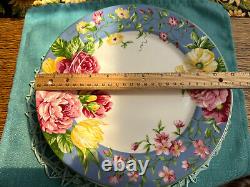 Waverly Garden Room Masterpiece Porcelain Dinner Plate Blue Pink Floral 8 Pc Set