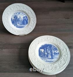 Wedgewood Wistaria Gate Dinner Plate 10 Blue RANDOLPH MACON WOMAN S COLLEGE 8pc