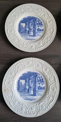 Wedgewood Wistaria Gate Dinner Plate 10 Blue RANDOLPH MACON WOMAN S COLLEGE 8pc