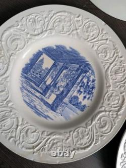 Wedgewood Wistaria Gate Dinner Plate 10 Blue RANDOLPH MACON WOMAN S COLLEGE 8pc