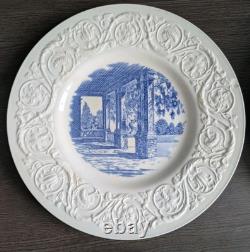 Wedgewood Wistaria Gate Dinner Plate 10 Blue RANDOLPH MACON WOMAN S COLLEGE 8pc