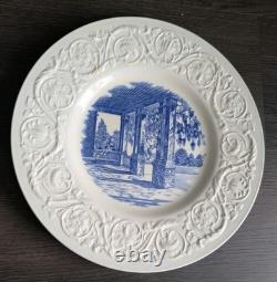 Wedgewood Wistaria Gate Dinner Plate 10 Blue RANDOLPH MACON WOMAN S COLLEGE 8pc