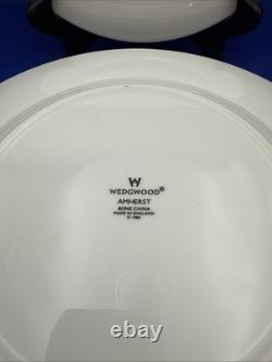Wedgwood AMHERST Dinner Plate VTG 10 3/4 Gray Band Blue Floral England Lot Of 7