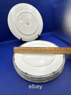 Wedgwood AMHERST Dinner Plate VTG 10 3/4 Gray Band Blue Floral England Lot Of 7