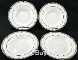 Wedgwood Amherst Platinum Rim Soup Bowls 8 Bone England Near Mint SET(s) OF 4