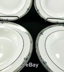 Wedgwood Amherst Platinum Rim Soup Bowls 8 Bone England Near Mint SET(s) OF 4