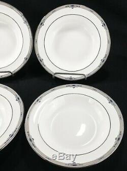 Wedgwood Amherst Platinum Rim Soup Bowls 8 Bone England Near Mint SET(s) OF 4