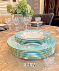 Wedgwood Bone China Buxton 13 Pc Set Turquoise Floral Discontinued Engla