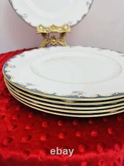 Wedgwood China Chartley Verge Blue Dinner 10.75 Inch Set Of 6 EUC