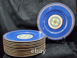 Wedgwood Cobalt Blue Dinner Plates Greek Key Medallion Set of 12