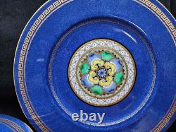 Wedgwood Cobalt Blue Dinner Plates Greek Key Medallion Set of 12