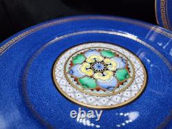 Wedgwood Cobalt Blue Dinner Plates Greek Key Medallion Set of 12