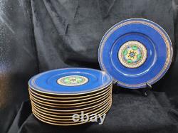 Wedgwood Cobalt Blue Dinner Plates Greek Key Medallion Set of 12