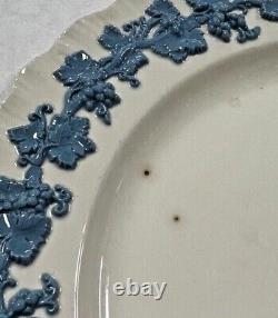 Wedgwood Embossed Queensware Blue On Cream Dinner Plate Set Of 10